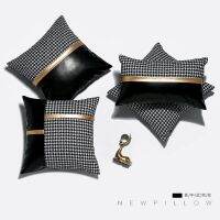 [HOT LZLLZKLKLWGH 559] ร้อนขาย Houndstooth PU เย็บปลอกหมอนอิง30x50 45x45เซนติเมตรกำมะหยี่เอวปลอกหมอนสำหรับห้องนั่งเล่นโซฟารถบุคลิกภาพ