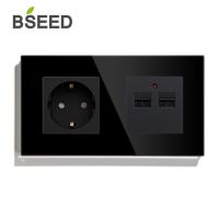 ปลั๊ก Usb คู่ Bseed กับซ็อกเก็ตผนังยุโรปปลั๊กปลั๊กมาตรฐานทั่วไปคริสตัลหน้าจอโทรศัพท์สีขาวดำทองปรับปรุงบ้าน