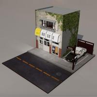 Dolity รุ่น1:64อู่รถยนต์,ที่จอดรถ,โมเดลรถยนต์ภาพทิวทัศน์ของ Diorama,ฉากหลังรถยนต์,อาคารจำลองฉากแสดงการตกแต่งรถยนต์