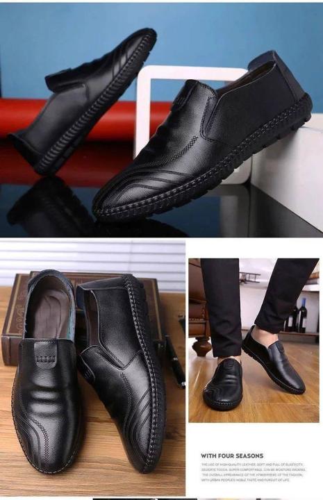 ทันสมัยและดูดี-รองเท้าหนัง-รองเท้าหนังสำหรับสุภาพบุรุษ-รองเท้าหนังหุ้มข้อหนังรองเท้านุ่มสวมใส่สบายรองเท้าโลฟเฟอร์-men-slip-on-loafers-shoes