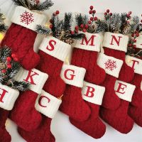 Christmas Knitting Socks Red Snowflake Alphabet Letters Christmas Stocking Christmas Tree Pendant Decorations For Home Xmas Gift