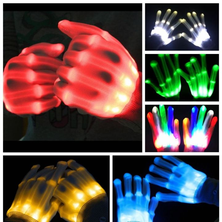 ถุงมือไฟ-led-ส่องสว่างเสื้อยืดแฟนคลับอนิเมะถุงมือเรืองแสง-arcobaleo-ถุงมือไฟ-led-up-glow-in-the-ถุงมือสีดำถุงมือลายกะโหลกไฟปาร์ตี้ฮาโลวีน