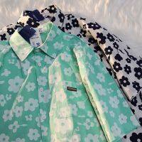 Floral Printed Green Short Sleeve Shirt Men Women Blouses Retro Harajuku Shirt Outerwear Beach Style New Summer Camisas De Mujer