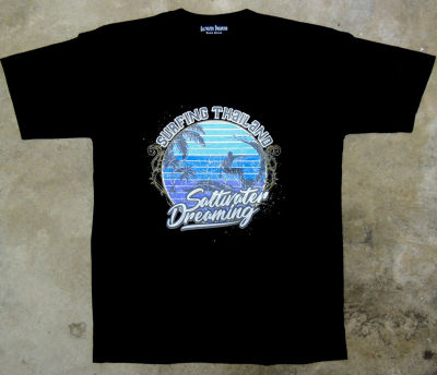 Saltwater Dreaming 100% Cotton T-Shirt-Surfing Thailand Fashion Tee Shirt-Black