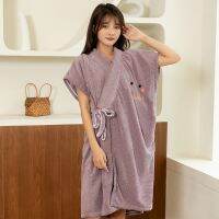 【DT】hot！ Coral Fleece for Thickened and Soft Absorbent Cross-Tied Bathrobe Suitable Weights between 80-160 Pound