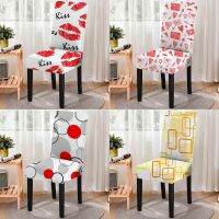 Valentines Day Themed Chair Cover Heart Shape Pattern Stretch Kitchen Seat Cover Dust-proof Dining Chair Covers for Home Decor Sofa Covers  Slips