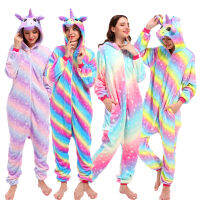 2022ผู้ใหญ่ Kigurumi สัตว์ยูนิคอร์น Onesies ผู้หญิงน่ารักกวางฟ็อกซ์ชุดนอนผ้าสักหลาดการ์ตูนพรรคเครื่องแต่งกายคอสเพลย์เหมาะสมกับ