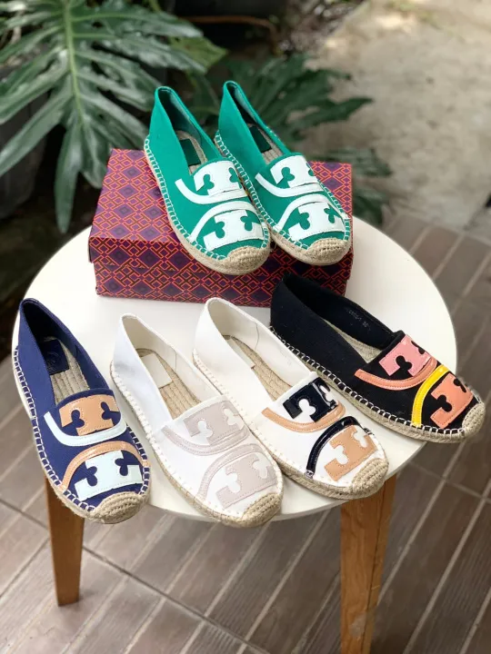 Tory Burch POPPY CANVAS ESPADRILLE FLATS Shoes | Lazada Indonesia