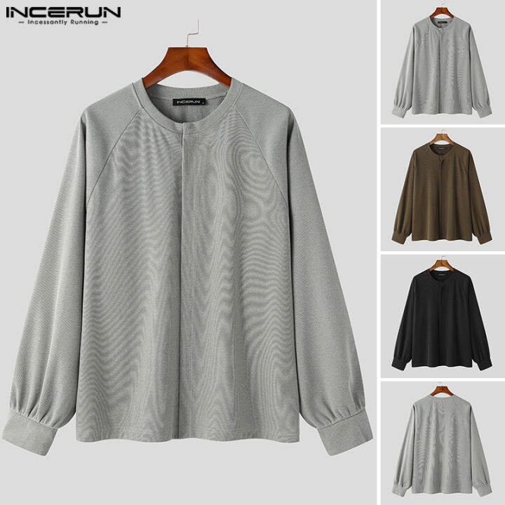 incerun-เสื้อแจ็คเก็ตจัมเปอร์อบอุ่นแขนยาวสำหรับผู้ชายเสื้อคาร์ดิแกนทรงหลวมแบบลำลองมีกระดุม-สไตล์เกาหลี