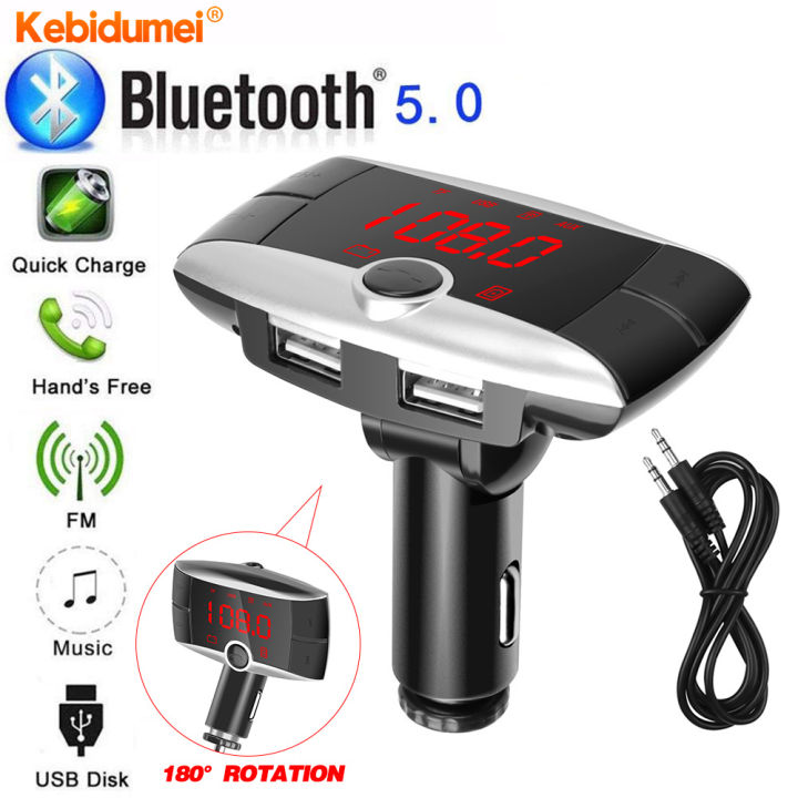 Kebidumei BT01 Dual USB Car Charger Mp3 Card Big Screen Bluetooth 5.0 ...