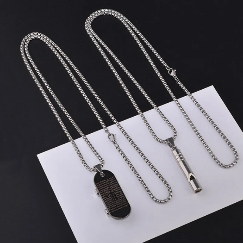 Men's Hip Hop Titanium Steel Cross Charm Necklaces Funky Padlock Pendant  Clavicle Chain Necklaces - Temu