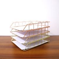 Folding Wrought Iron Letter Magazine Newspaper Holder Storage Rack File Tray for Office Desk Organizer Supplies