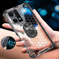 กระเป๋าใส่ของแหวนกันกระแทกสำหรับ OPPO Reno 7 8 4G เคสโทรศัพท์เคสโทรศัพท์ใสรูปรังผึ้งเคลื่อนที่ได้สำหรับ OPPO Reno 7 Reno 8