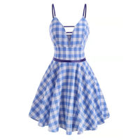 2021 Sexy Plaid Spaghetti Strap Women Dress Gothic Vintage Casual Female Streetwear Vacation Fashion Party Sundress Mini Robe