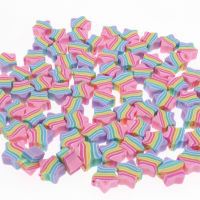 New 30/50/100Pcs Rainbow Pentagram Love Heart Clay Spacer Beads Polymer Clay Beads For Jewelry Making DIY Handmade Accessories DIY accessories and oth