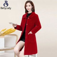 Women Fashion Coat Elegant Long Sleeves Lapel Jacket Trendy Large Size Single Breasted Mid-length Coat【fast】