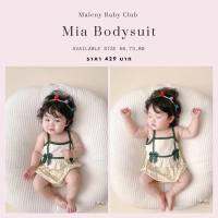 บอดี้สูทเด็ก สายเดี่ยวคลายร้อน ติดโบว์สีเขียวสองข้าง Mia Bodysuit