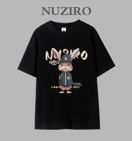 NUZIRO เสื้อยืดแขนสั้นพิมพ์ลายรอบคอหลวมคลาสสิกคอตตอนจากสำหรับผู้หญิง