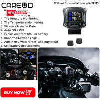 CAREUD M3-B-WI มอเตอร์ไซค์ไร้สาย TPMS LCD จอแสดงผลระบบตรวจสอบแรงดันลมยางรถจักรยานยนต์พร้อมเซ็นเซอร์ภายนอก 2 ตัวสำหรับ KTM Yamaha Kawasaki Honda Suzuki