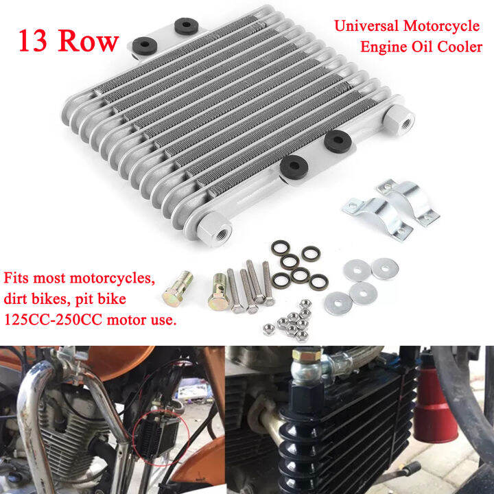 13 Row Universal Motorcycle Engine Oil Cooler Set Radiator Air Cooler