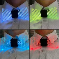 กระพริบ LED อะคริลิคโบว์ Tie Luminous LED Bow Tie บาร์ตกแต่งเครื่องแต่งกายผู้ชายเรืองแสง Bow Tie Glow Party Supplies