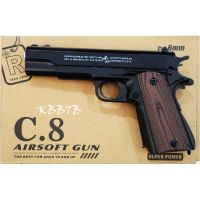 BORLON ปืนของเล่น ปืนอัดลมเหล็ก ทรง 1911 สับนกได้ แถมกระสุนให้ฟรี 400 นัด Aifsoft Gun รุ่น C.8