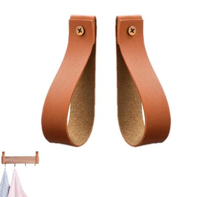 Leather Wall Hook Furniture Improvement PU Leather Strap Hanger Wall Mounted Rope For Clothes And Towel