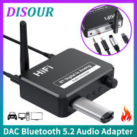 DISOUR DAC Digital To Analog Converter Toslink Optical Fiber Coaxial สัญญาณ3.5มม. AUX RCA สำหรับเครื่องขยายเสียง/ถอดรหัส/ทีวี Bluetooth 5.2 Audio Receiver รองรับ USB U-Disk Hifi สเตอริโอไร้สาย Adper สำหรับรถยนต์ /Pc/ ลำโพง/เครื่องขยายเสียง