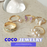 COCOJEWELRY แหวนผีเสื้อหญิงออกแบบเฉพาะระดับไฮเอนด์แหวนมุกเปิดหางแหวนแฟชั่นทุกการแข่งขัน