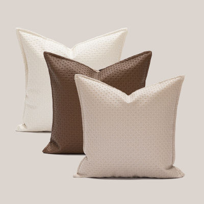 Luxury Solid Cushion Cover Cream Brown Beige Plain 30x50cm/45x45cm Pillow Cover Pu Leather Embossed Couch Sofa Chair Bed Living Room Home decoration  New Craft