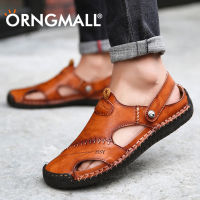 ORNGMALL รองเท้าสนีกเกอร์หนังสำหรับผู้ชาย,รองเท้าผ้าใบกลางแจ้งรองเท้าแตะรัดส้นชายรองเท้าแตะโรมันรองเท้าใส่ในบ้านแฟชั่นแบบคลาสสิกรองเท้าแตะใส่เดินเล่นน้ำสำหรับผู้ชายขนาด38-48