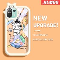 เคส JIUMOO สำหรับ Xiaomi 11 Lite 5G 11 Lite 5G Ne เคสลายการ์ตูนนักบินอวกาศสีสันสดใสน่ารักกล้องมอนสเตอร์ตัวน้อยนิ่มสำหรับเลนส์เคสมือถือกันกระแทกแบบใสเรียบง่ายฝาครอบป้องกันซิลิโคนความคิดสร้างสรรค์โปร่งใส