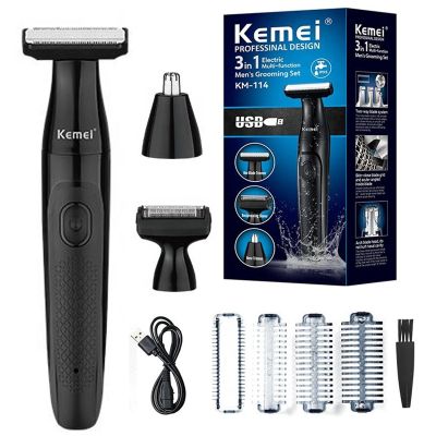 3in1 Electric shaver for men wet dry electric razor facial beard amp;body trimmer rechargeable ball shaver pubic hair trimmer