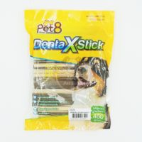 SUD ขนมสุนัข Pet8 JDT04 สติ๊กขัดฟัน 2 สี รสตับ 450G. ขนมหมา  ขนมขัดฟัน