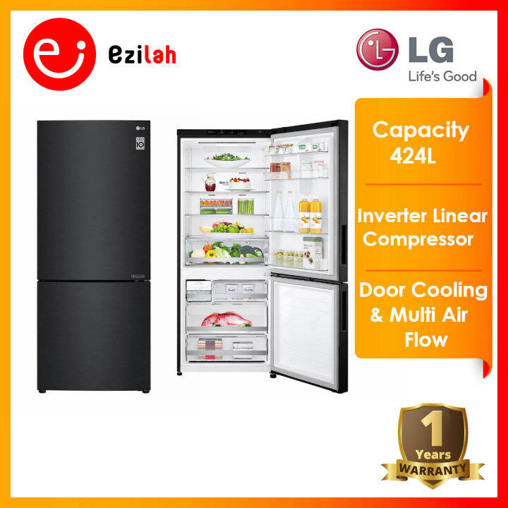 LG 420L Nett GCB529NQCZ Bottom Freezer With Door Cooling + Inverter