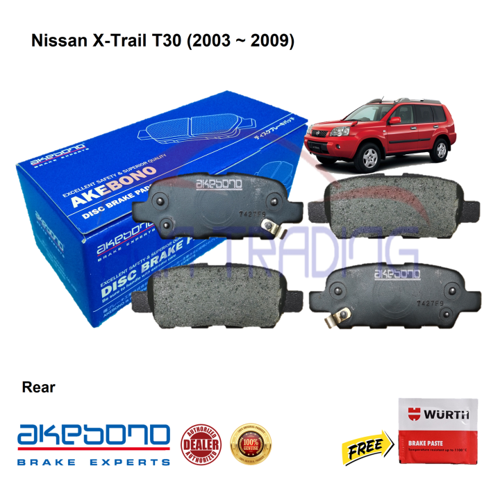 Genuine Akebono Rear Brake Pads for Nissan XTrail T30 (20032009) with