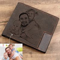 Custom Picture Wallet Men Short Leather Ultra-Thin Fashion Simple Diy Personalized Image Lettering Photo Purse Fathers Day Gift