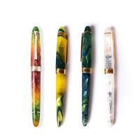 New Colorful LORELEI Resin Converter Filling Fountain Pen Golden Clip Fine Nib 0.5mm Ink With Pens Box Office Supplies Gift