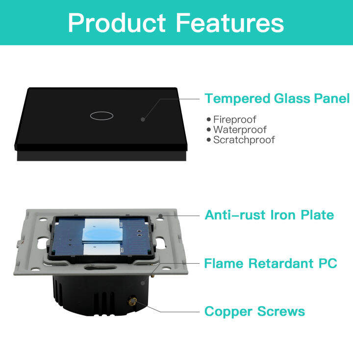 bseed-2แพ็คสวิตช์ไฟผนังสวิทช์สัมผัส1แก๊ง2way-led-เซ็นเซอร์กระจก-interrupter-สหภาพยุโรปมาตรฐานแสงไฟสีฟ้า240โวลต์