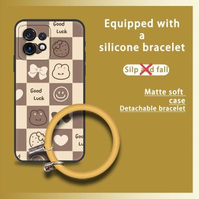 luxurious hang wrist Phone Case For MOTO X40/X40 Pro simple creative youth texture cartoon ultra thin personality taste