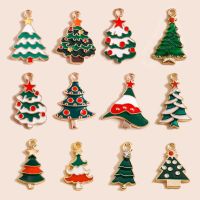 10pcs Mix Style Enamel Christmas Tree Charms Cute Pine Tree Pendant for Jewelry Making Diy Earring Necklace Making Accessories