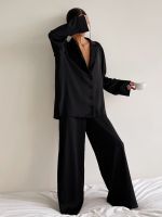 【jw】♧❧✤  Color Trouser Suits Sleepwear Loose Womens Breasted Set Woman 2 Pieces Nightie Shirt