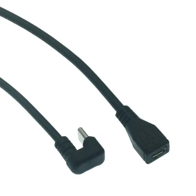 180 Derajat Ke Atas Miring Tipe-c USB-C U-shaped Male Ke Micro USB 5P Female Transmisi Data Extension Charging Sync Cable Cord 30Cm