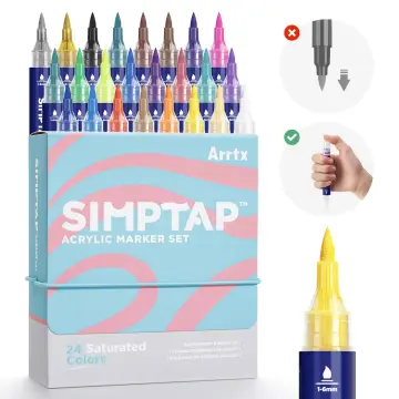 Arrtx 32 Colors Acrylic Marker, Brush Tip and Fine Tip (Dual Tip