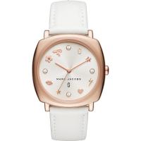 นาฬิกาข้อมือผู้หญิง Marc Jacobs Mandy White Dial White Leather Strap Ladies Watch MJ8678