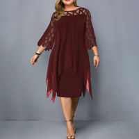 Plus Size Dresses 4XL 5XL 6XL 2022 Summer Lace Mesh y Elegant Midi Party Sequin Dress Loose Hellow Womens Clothing Clubwear