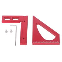 3D Miter Angle Ruler Aluminium Alloy Professional Red 45 Degree Square Ruler for Woodworking