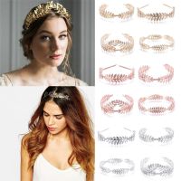 【YF】 Retro Gold Leaf Hair Crown Comb Bridal Accessories Bands Leaves Wreath Vintage Pearl Wedding Tiara Headband