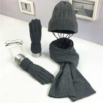 2021Knitted Winter Hats for Womens Hat Scarf Glove Set 3 Piece Sets Fashion Twist stripes Cap Gorros Bonnet Wool Beanie Skullies