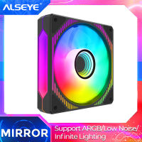 ALSEYE Mirror 120mm Fan 4 Pin PWM ARGB Cooling Fan DC 12V Millilayer Mirror 9 Blades For Case CPU Fan Replacement-Laocher